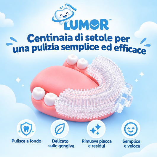 DinoBrush - Spazzolino elettrico a U per bambini 2-14 anni