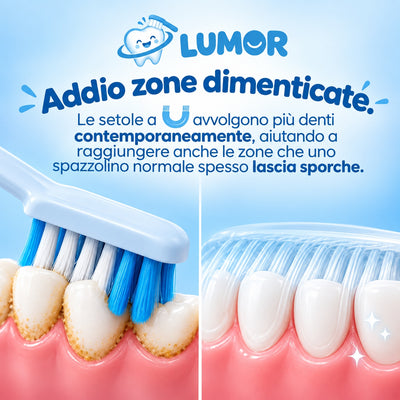 DinoBrush - Spazzolino elettrico a U per bambini 2-14 anni
