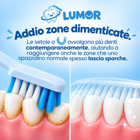 DinoBrush - Spazzolino elettrico a U per bambini 2-14 anni