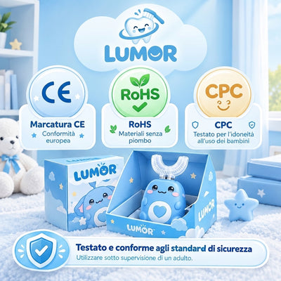 DinoBrush - Spazzolino elettrico a U per bambini 2-14 anni